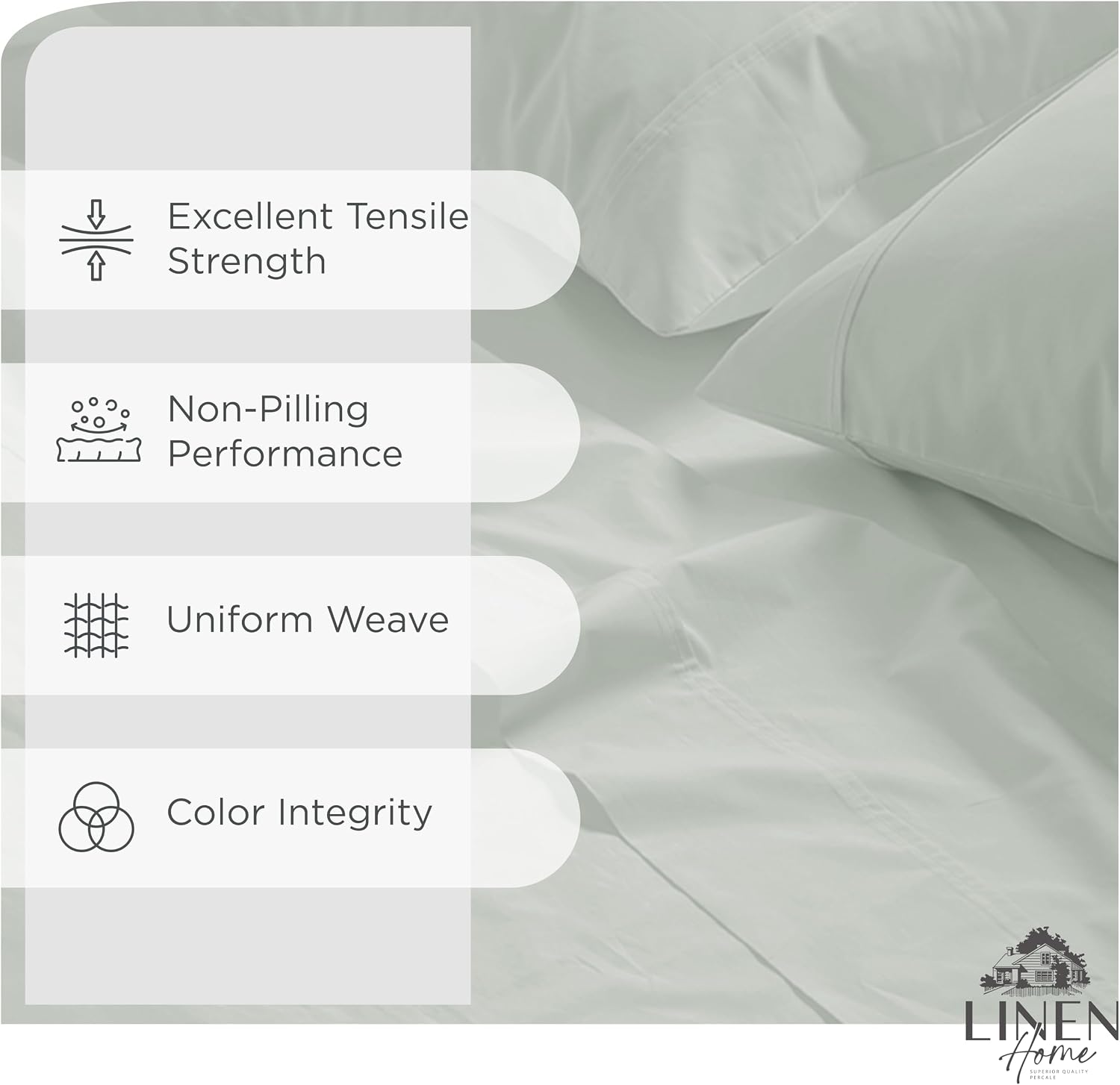 JUEGO DE SÁBANAS LINEN HOME KING 100% ALGODÓN PERCAL GRIS PALOMA 4 PIEZAS - 2