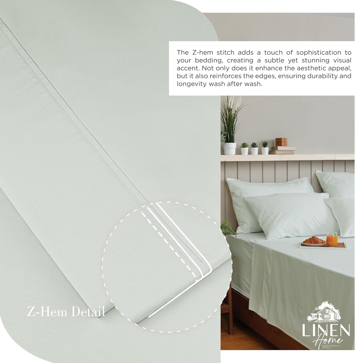 JUEGO DE SÁBANAS LINEN HOME KING 100% ALGODÓN PERCAL GRIS PALOMA 4 PIEZAS - 3