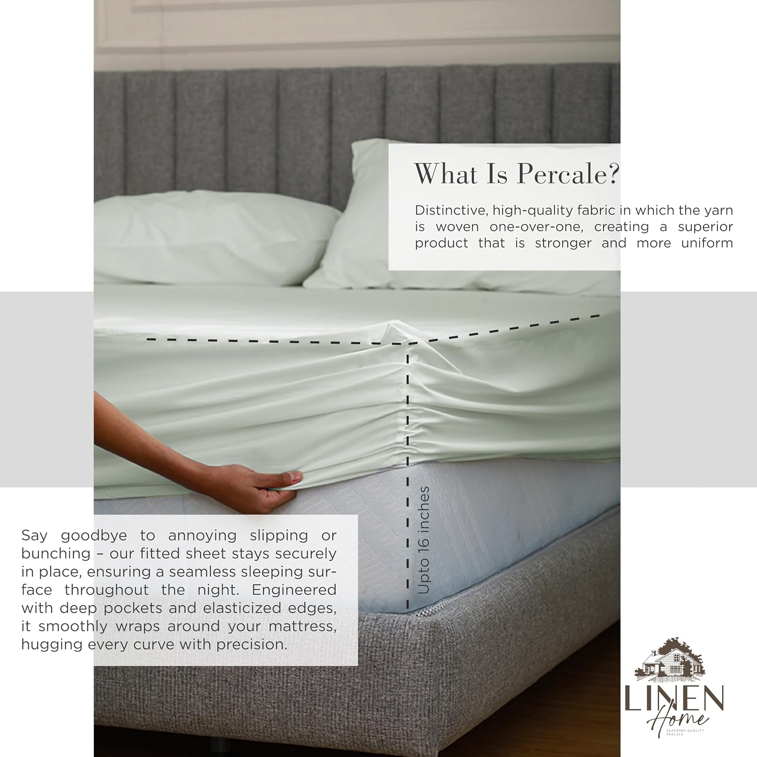 JUEGO DE SÁBANAS LINEN HOME KING 100% ALGODÓN PERCAL GRIS PALOMA 4 PIEZAS - 4