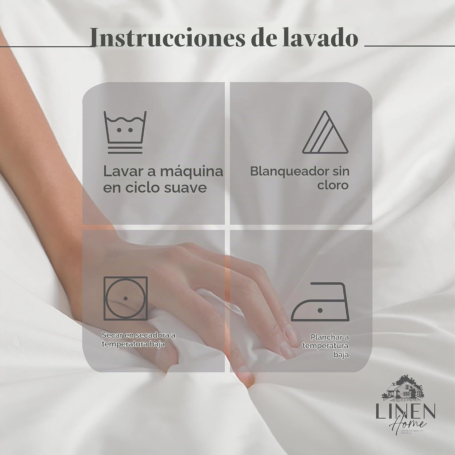 JUEGO DE SÁBANAS LINEN HOME KING 100% ALGODÓN PERCAL 4 PIEZAS COLOR CARBÓN - 5