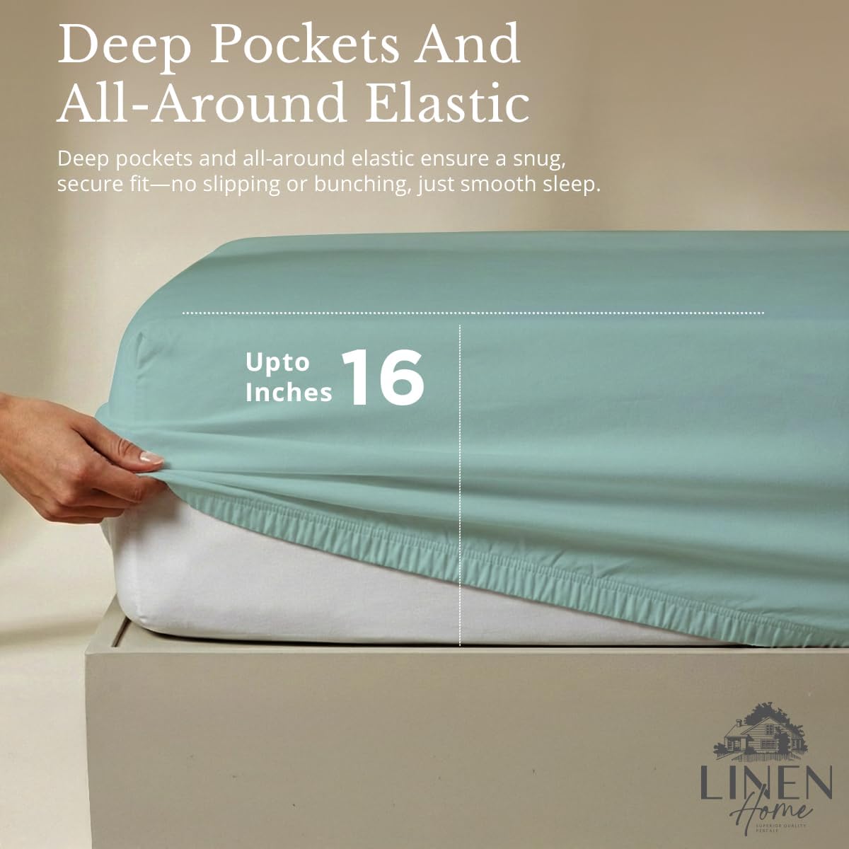 JUEGO DE SÁBANAS LINEN HOME KING 100% ALGODÓN PERCAL 4 PIEZAS AZUL AGUA - 4
