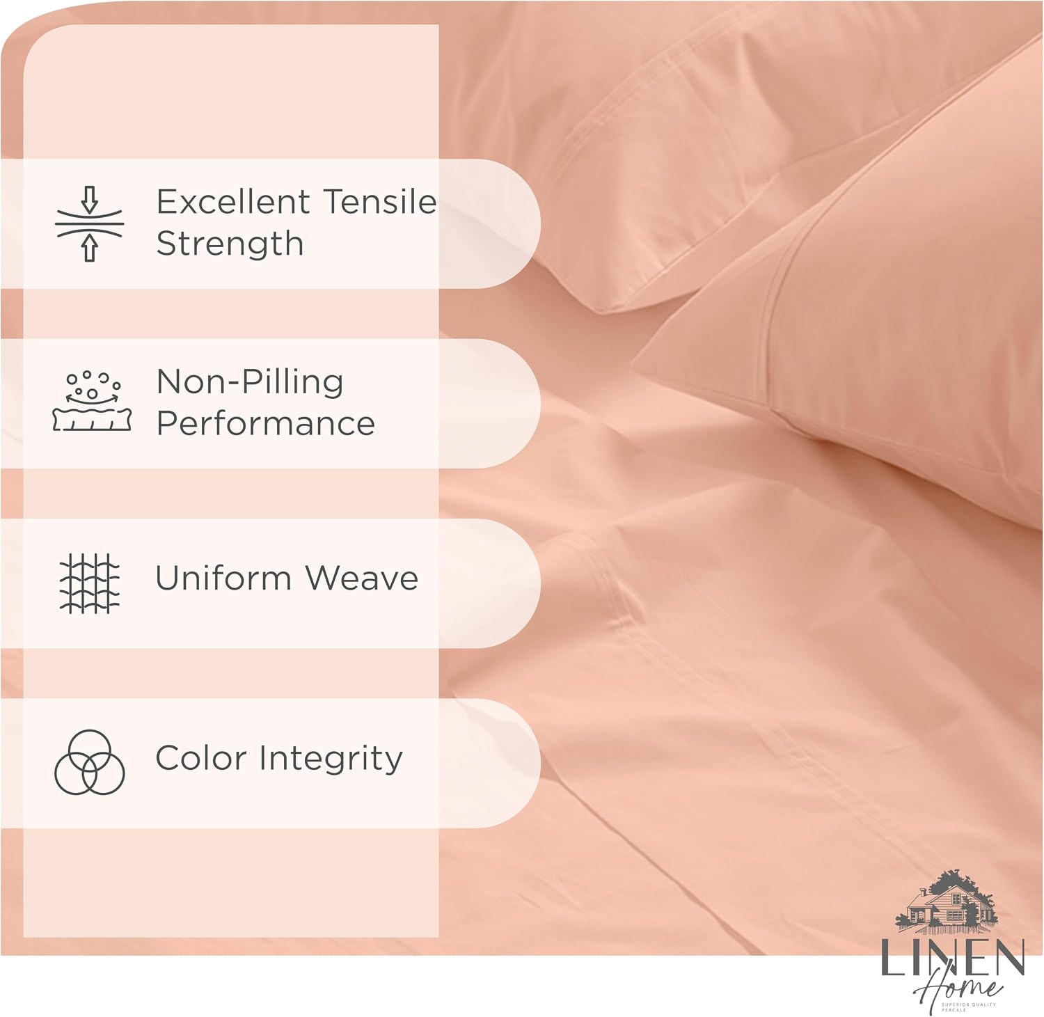 JUEGO DE SÁBANAS LINEN HOME KING 100% ALGODÓN PERCAL 4 PIEZAS DURAZNO TROPICAL - 2