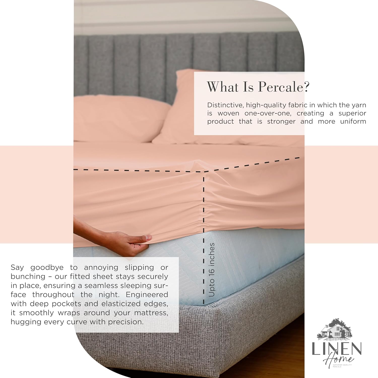 JUEGO DE SÁBANAS LINEN HOME KING 100% ALGODÓN PERCAL 4 PIEZAS DURAZNO TROPICAL - 4