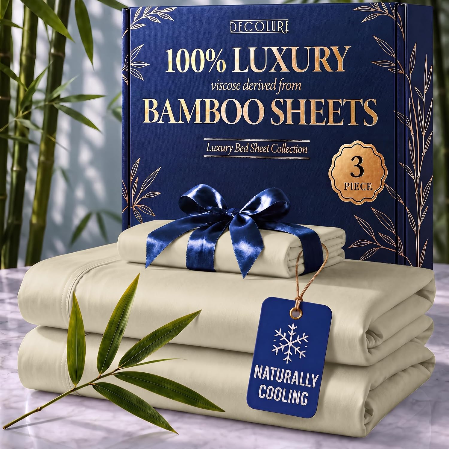 JUEGO DE SÁBANAS DECOLURE 100% VISCOSA DE BAMBÚ TWIN 3 PIEZAS - 1