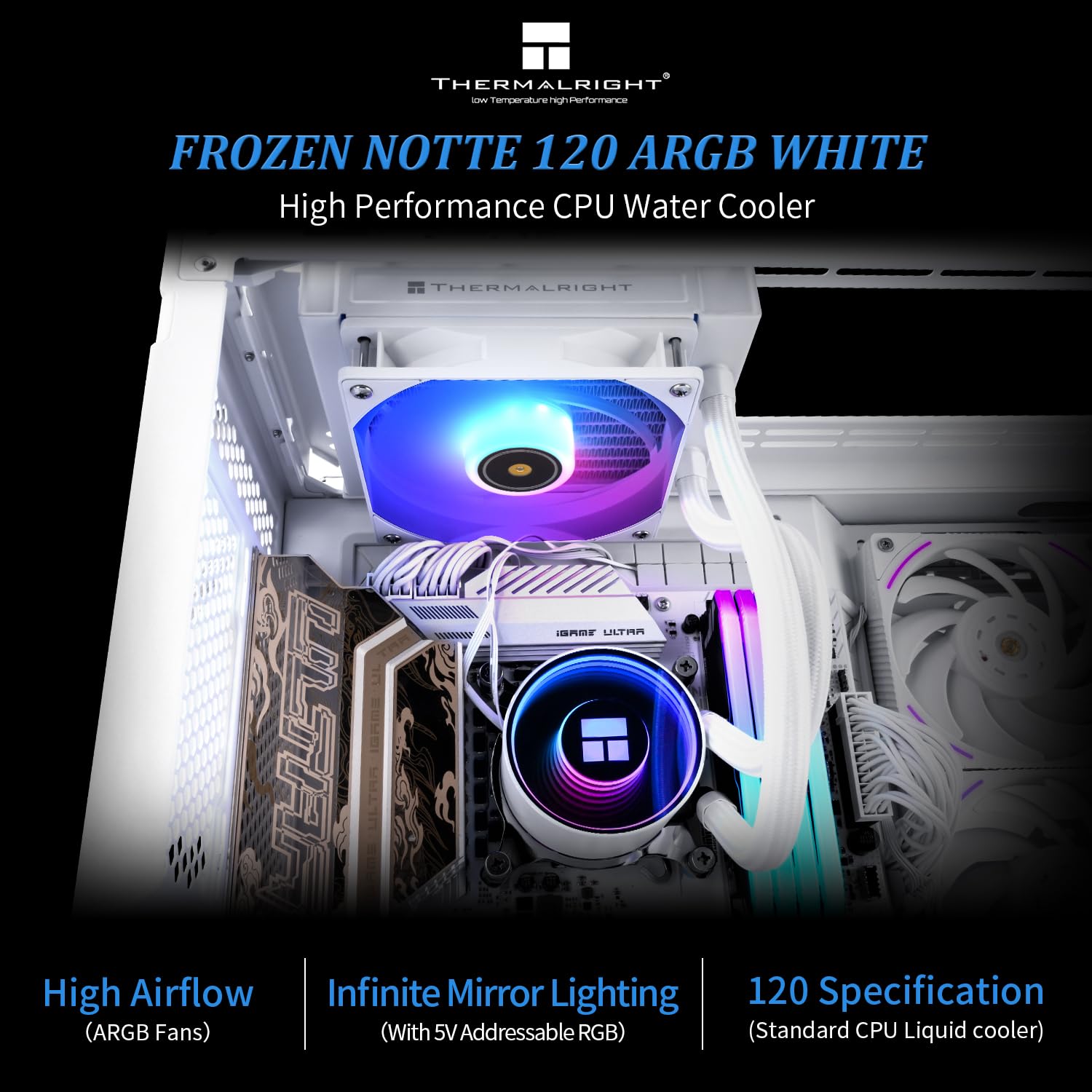REFRIGERACIÓN LÍQUIDA PARA CPU THERMALRIGHT FROZEN NOTTE 120 ARGB BLANCA 120MM PWM - 2