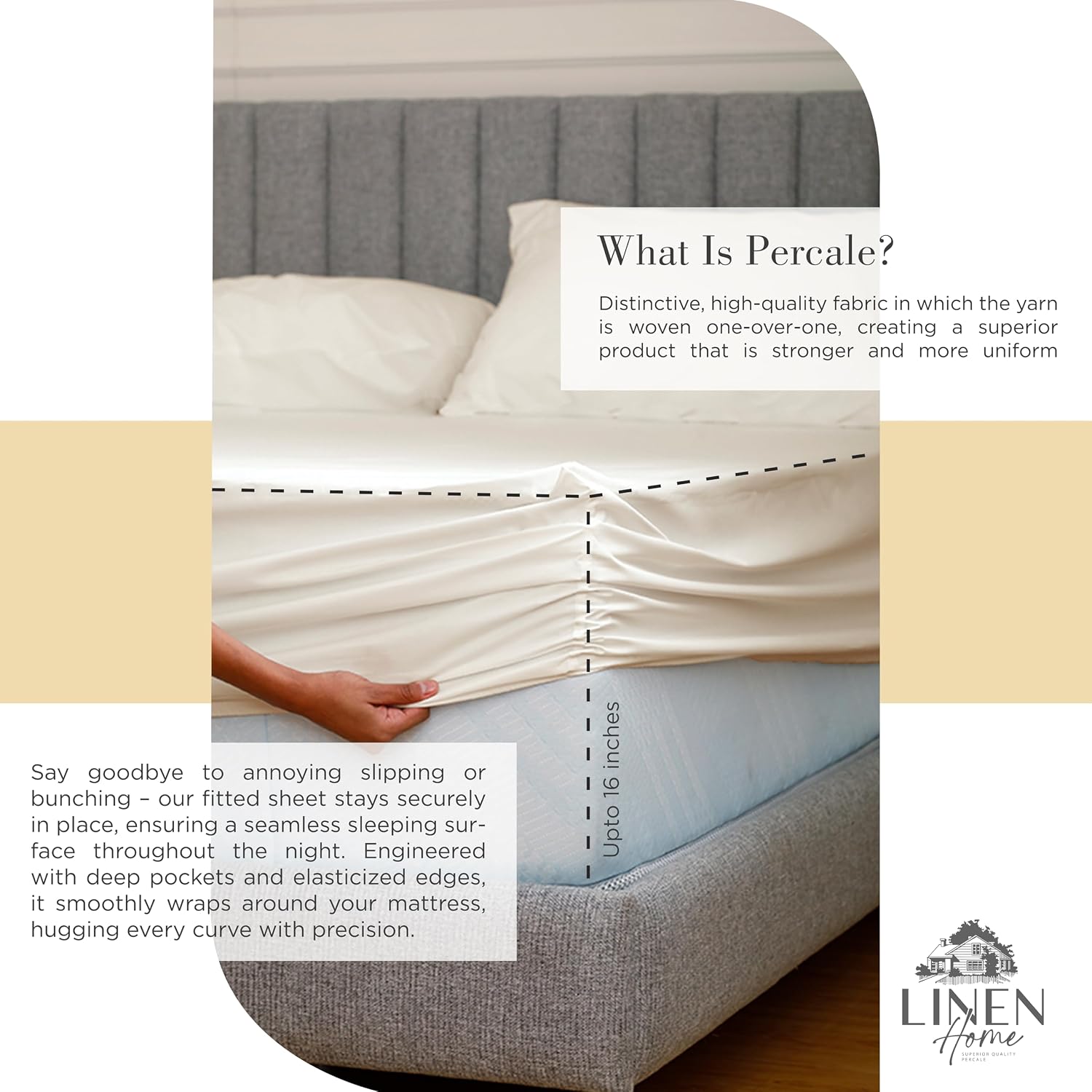 JUEGO DE SÁBANAS LINEN HOME KING 100% ALGODÓN PERCAL 4 PIEZAS MARFIL - 4