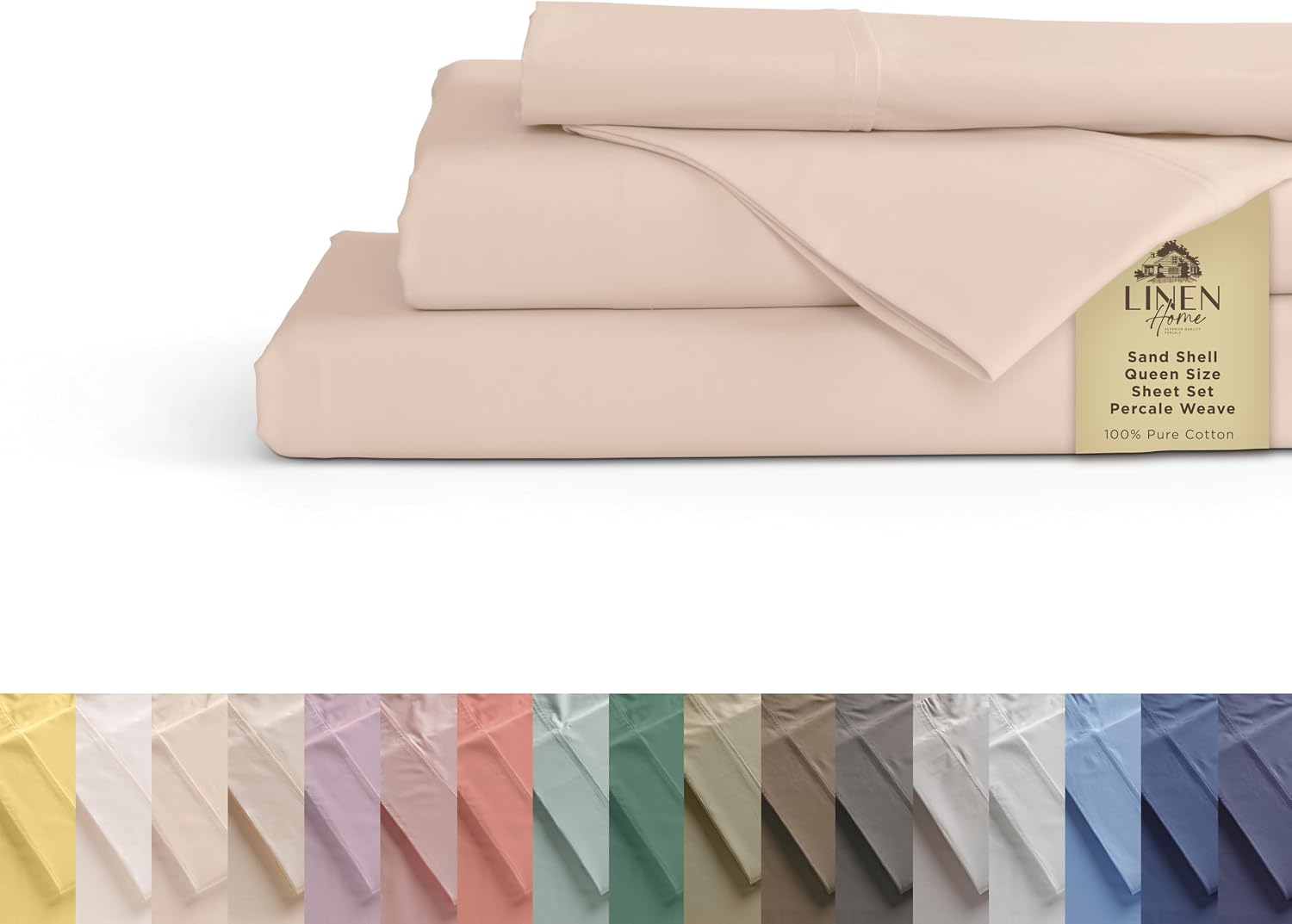 JUEGO DE SÁBANAS LINEN HOME KING 100% ALGODÓN PERCAL 4 PIEZAS COLOR ARENA - 1