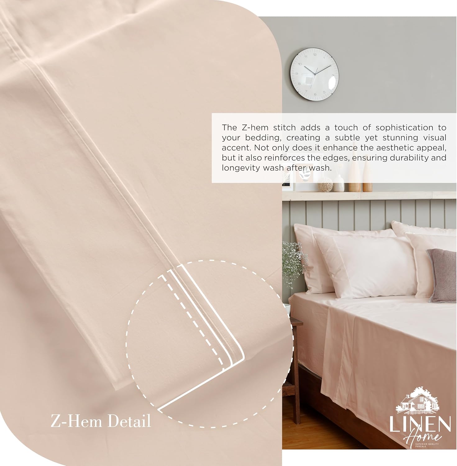 JUEGO DE SÁBANAS LINEN HOME KING 100% ALGODÓN PERCAL 4 PIEZAS COLOR ARENA - 3
