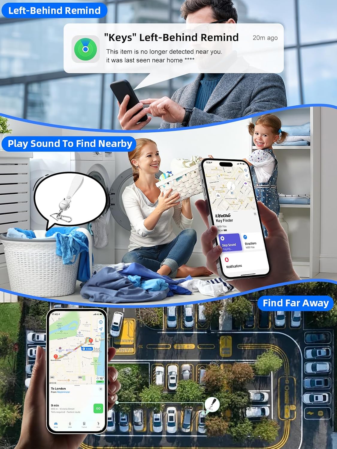 LLAVERO LOCALIZADOR LIFECHÉ FIND MY ACERO INOXIDABLE RECARGABLE - 4