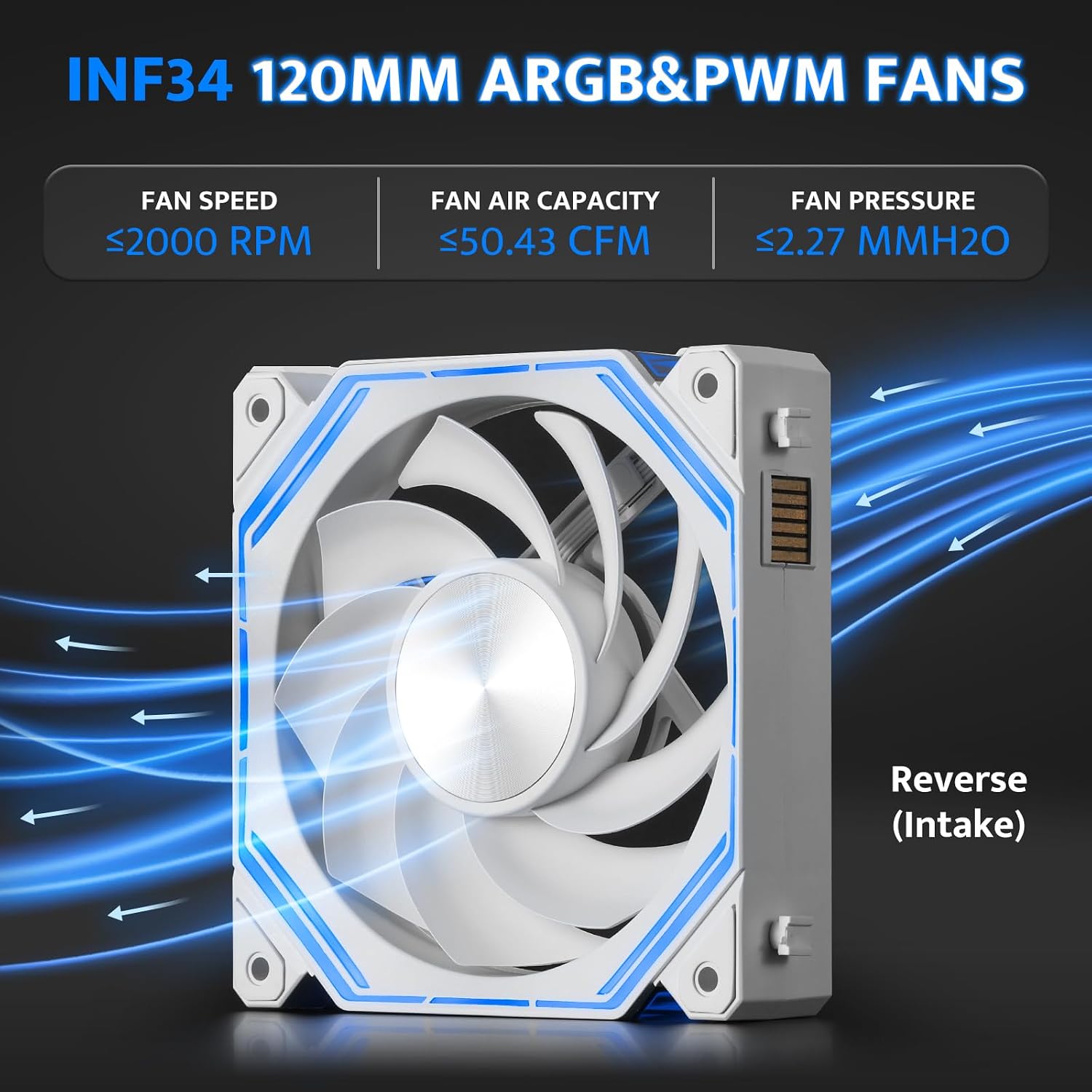 VENTILADOR PARA PC DARKFLASH INF34 120MM REVERSO BLANCO CON DAISY-CHAIN - 4