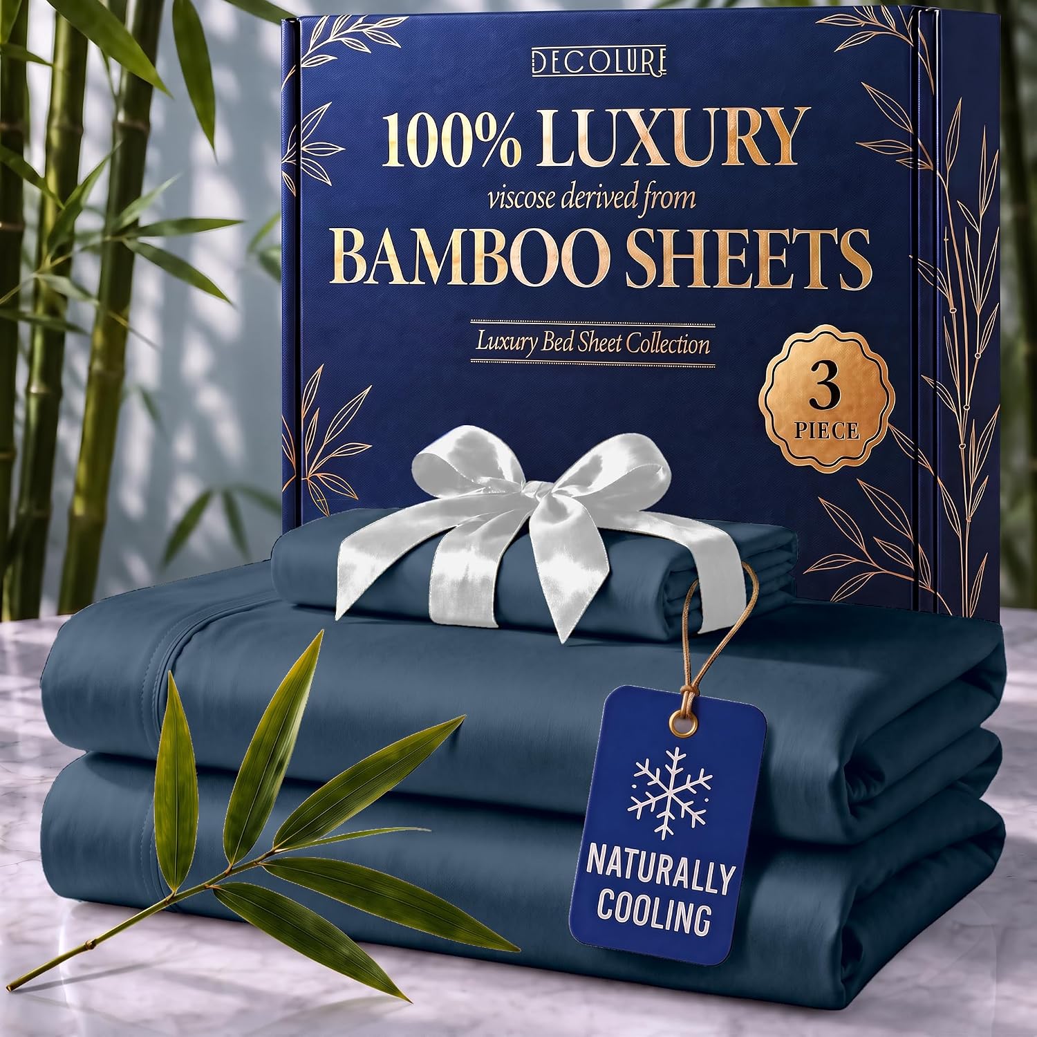 JUEGO DE SÁBANAS DECOLURE 100% VISCOSA DE BAMBÚ TWIN 3 PIEZAS - 1