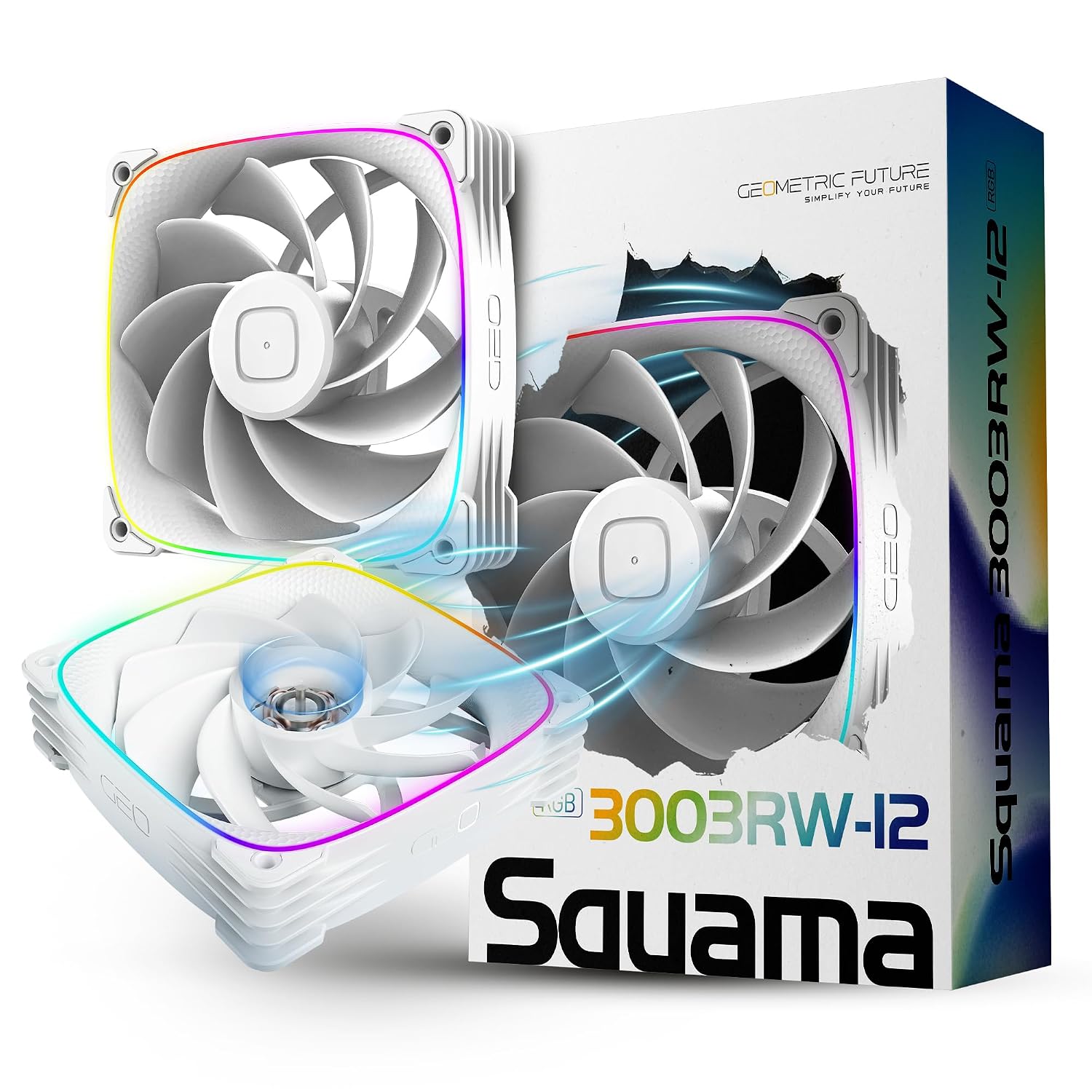 COOLER INTERNO GEOMETRIC FUTURE SQUAMA 2503R RGB PWM 140MM 3 UNIDADES BLANCO - 1