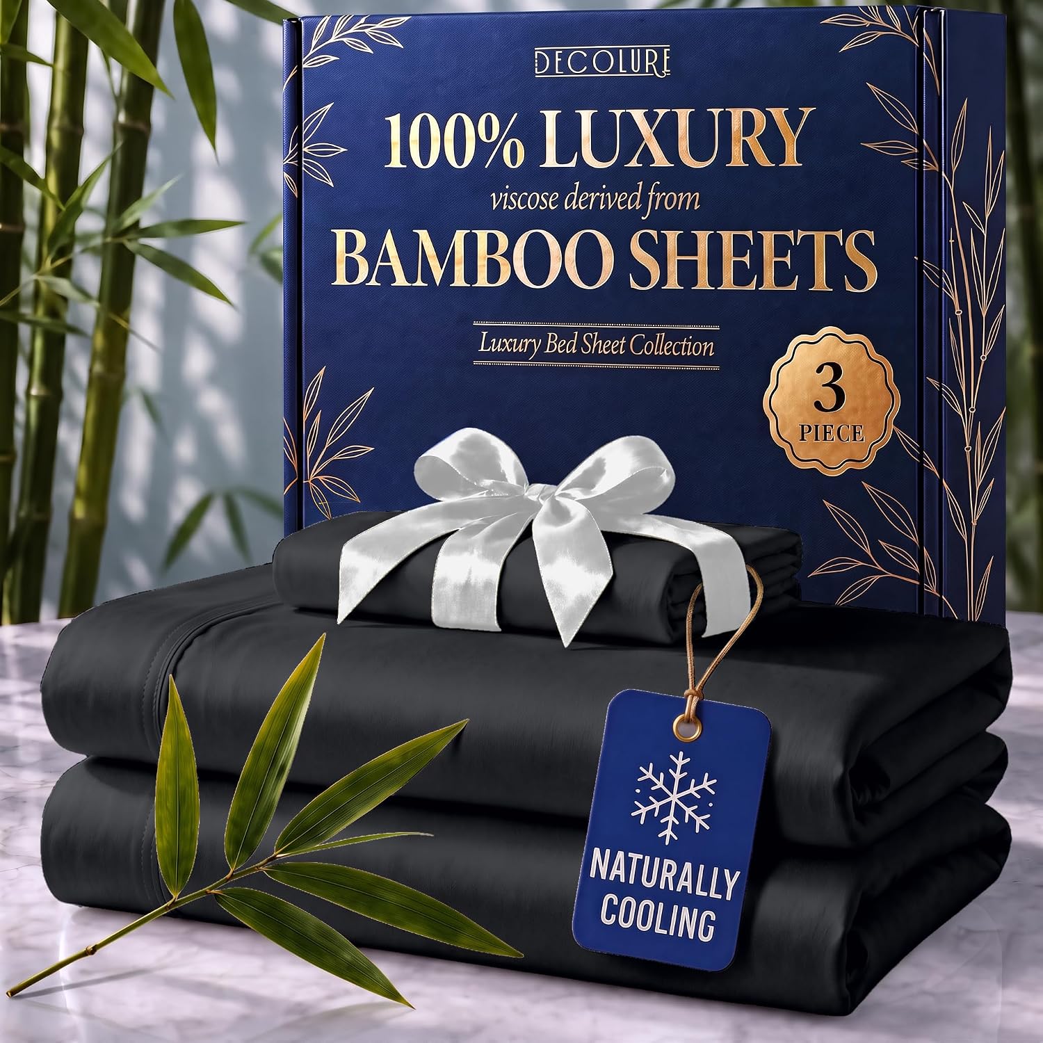 JUEGO DE SÁBANAS DECOLURE 100% VISCOSA DE BAMBÚ TWIN 3 PIEZAS - 1