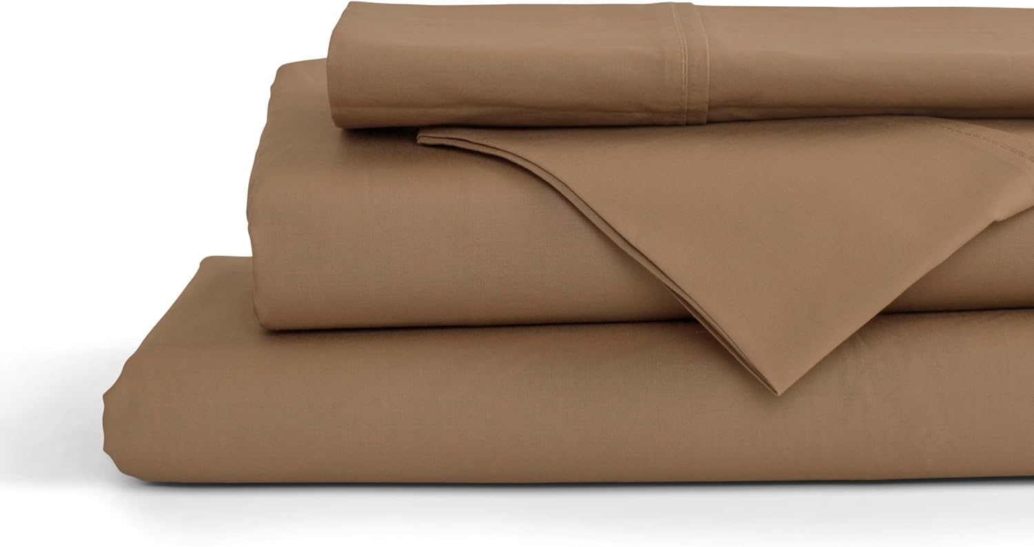 JUEGO DE SÁBANAS LINEN HOME KING 100% ALGODÓN PERCAL 4 PIEZAS MARRÓN TIERRA - 1