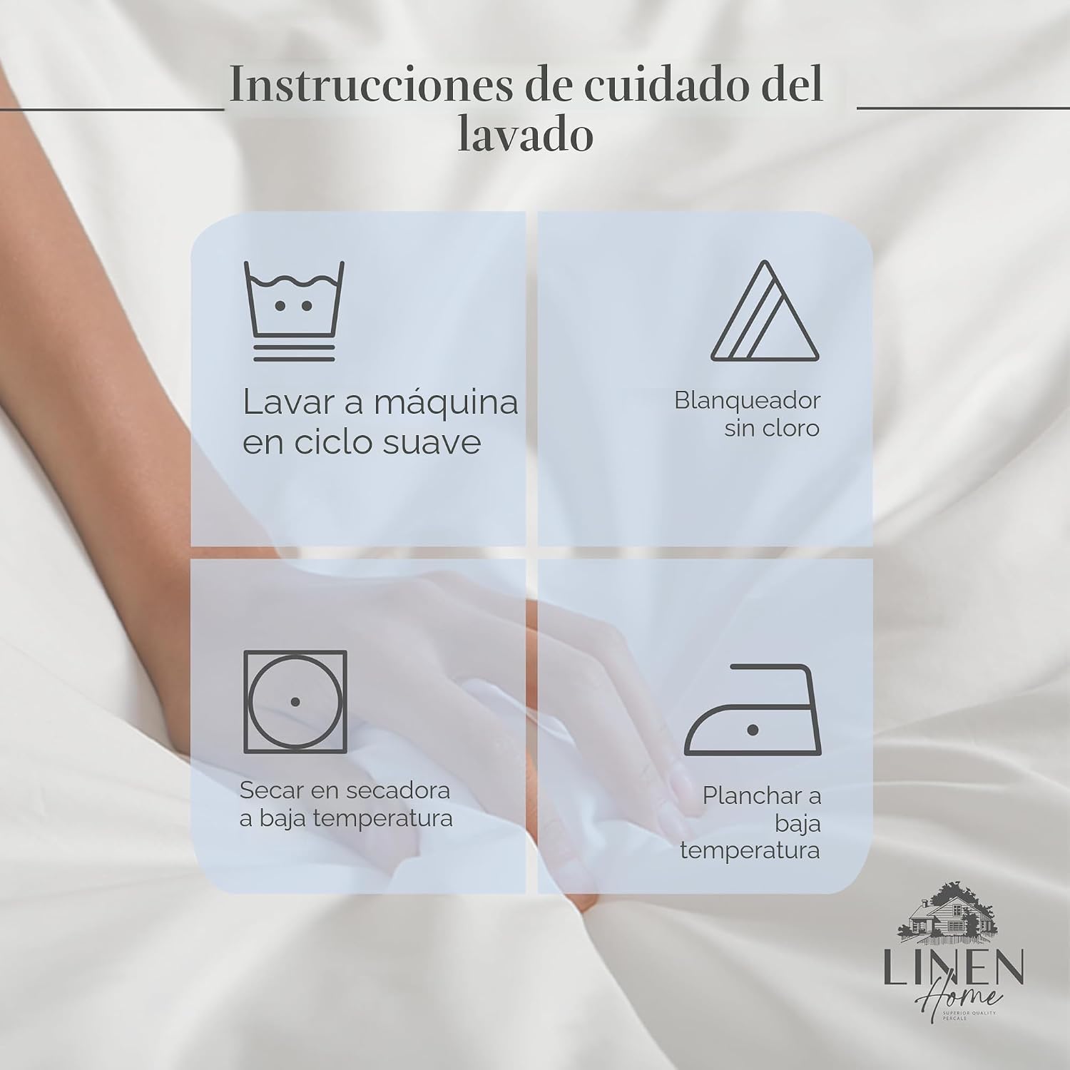 JUEGO DE SÁBANAS LINEN HOME KING 100% ALGODÓN PERCAL 4 PIEZAS AZUL BEBÉ - 5