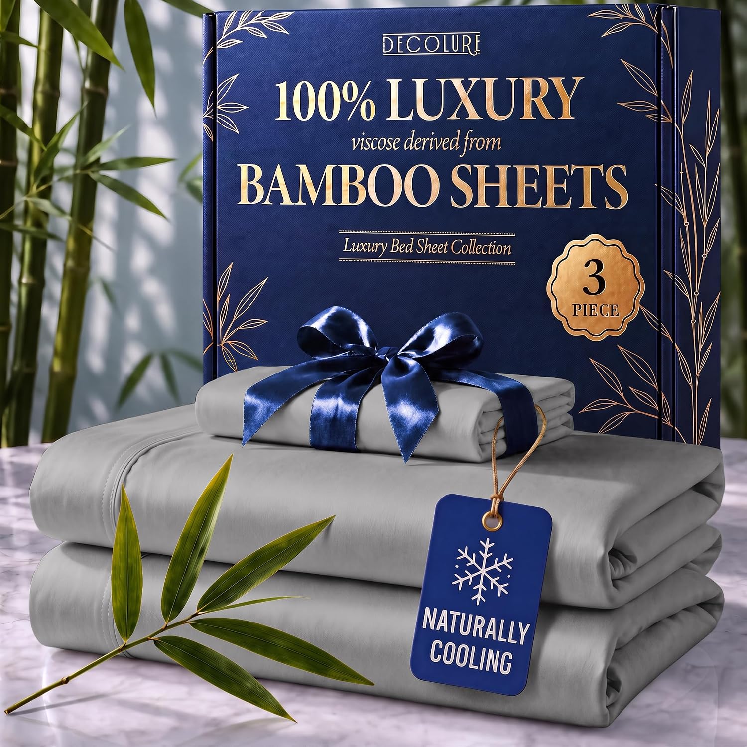 JUEGO DE SÁBANAS DECOLURE 100% VISCOSA DE BAMBÚ TWIN 3 PIEZAS - 1