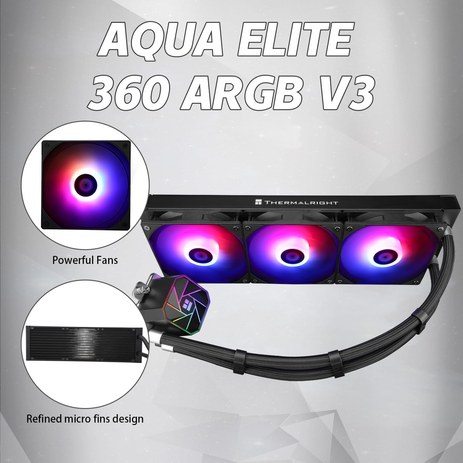 ENFRIADOR LÍQUIDO PARA CPU THERMALRIGHT AQUA ELITE 360 V3 ARGB PWM - 3