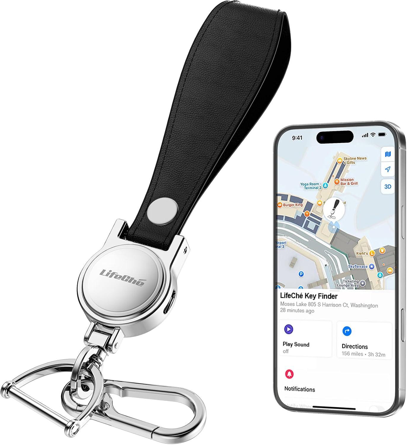 LLAVERO LOCALIZADOR LIFECHÉ FIND MY ACERO INOXIDABLE RECARGABLE - 1
