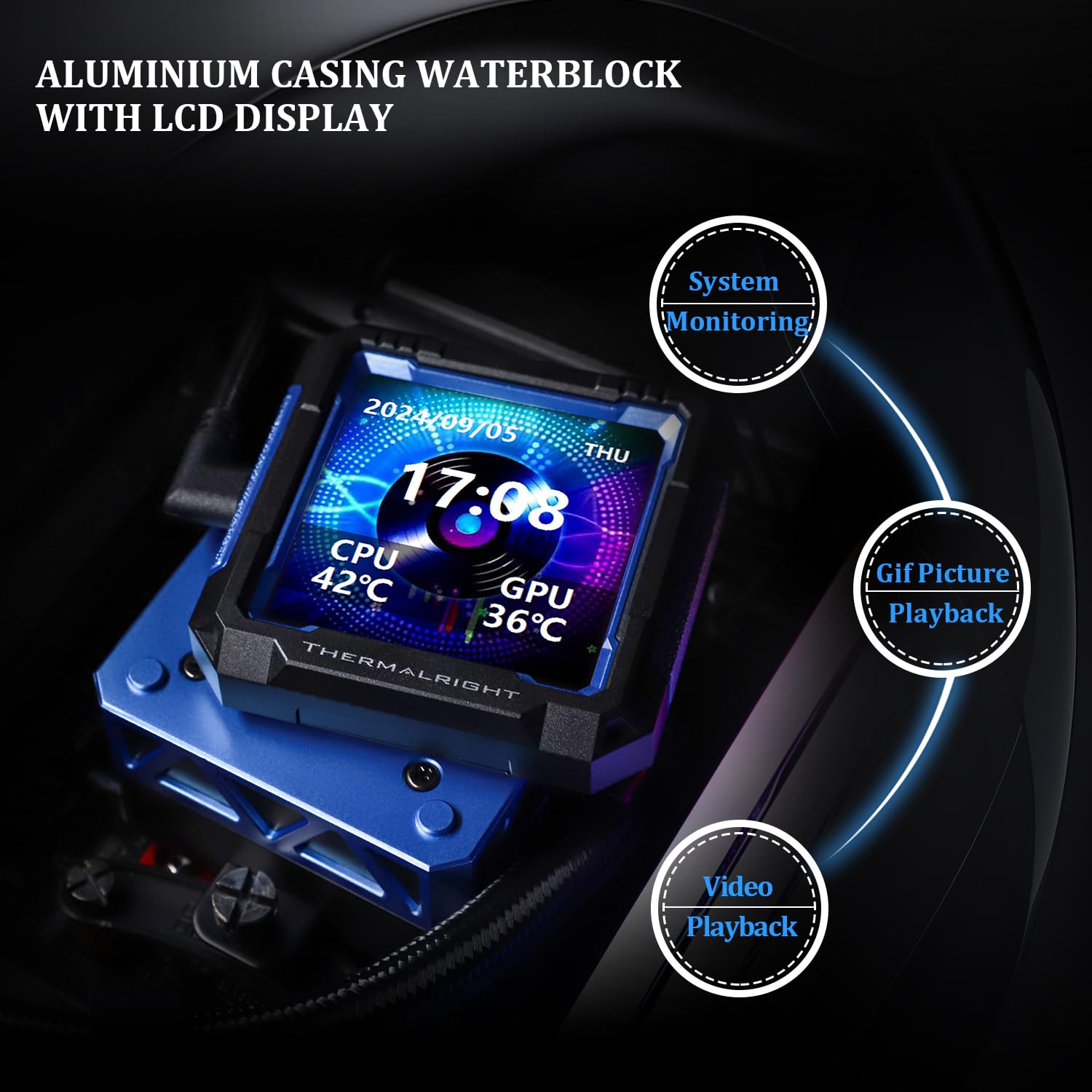 ENFRIADOR LÍQUIDO PARA CPU THERMALRIGHT FW PRO 360 BLACK CON PANTALLA IPS LCD 320X320 - 4