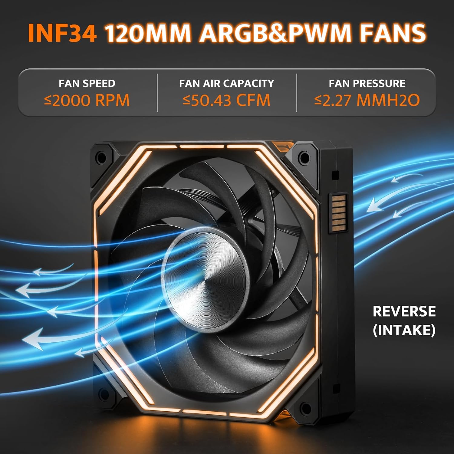 COOLER PARA PC DARKFLASH INF34 120MM REVERSED 3 PACK NEGRO - 5