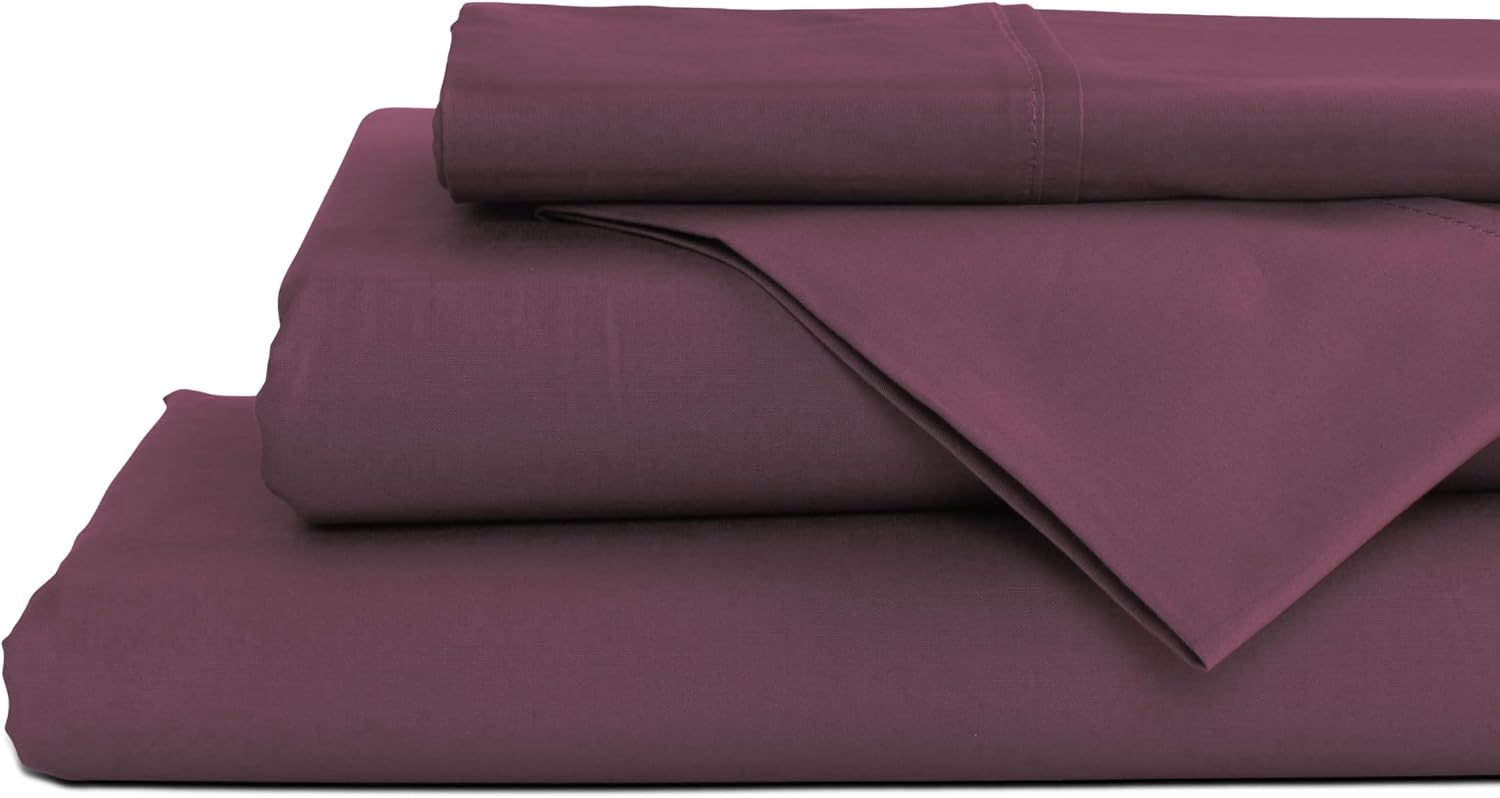 JUEGO DE SÁBANAS LINEN HOME KING 100% ALGODÓN PERCAL 4 PIEZAS COLOR CIRUELA - 1