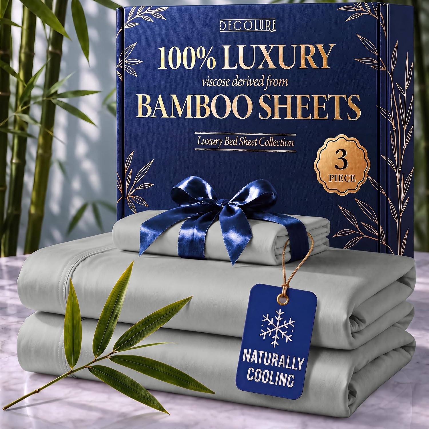 JUEGO DE SÁBANAS DECOLURE 100% VISCOSA DE BAMBÚ TWIN 3 PIEZAS - 1