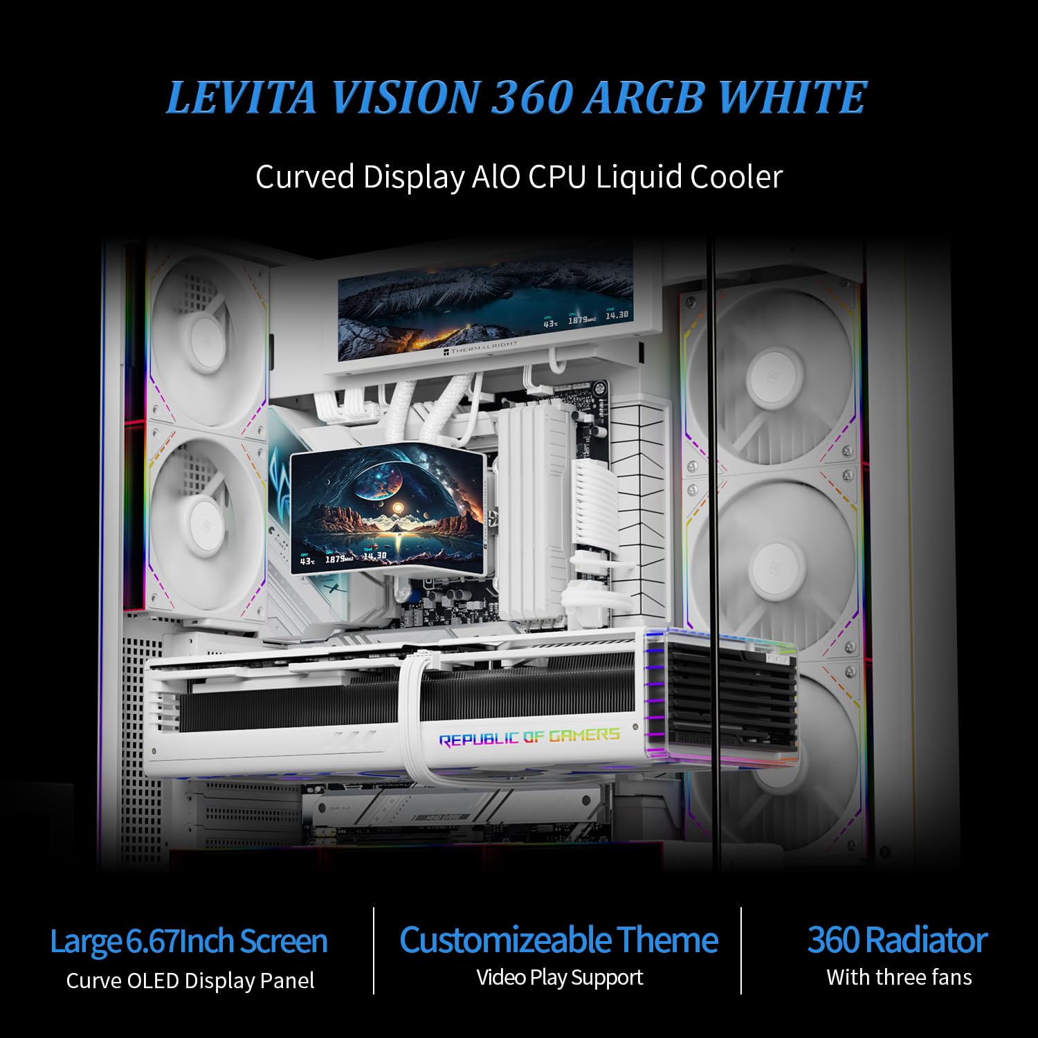 ENFRIADOR LÍQUIDO PARA CPU THERMALRIGHT LEVITA VISION 360 ARGB BLANCO - 2