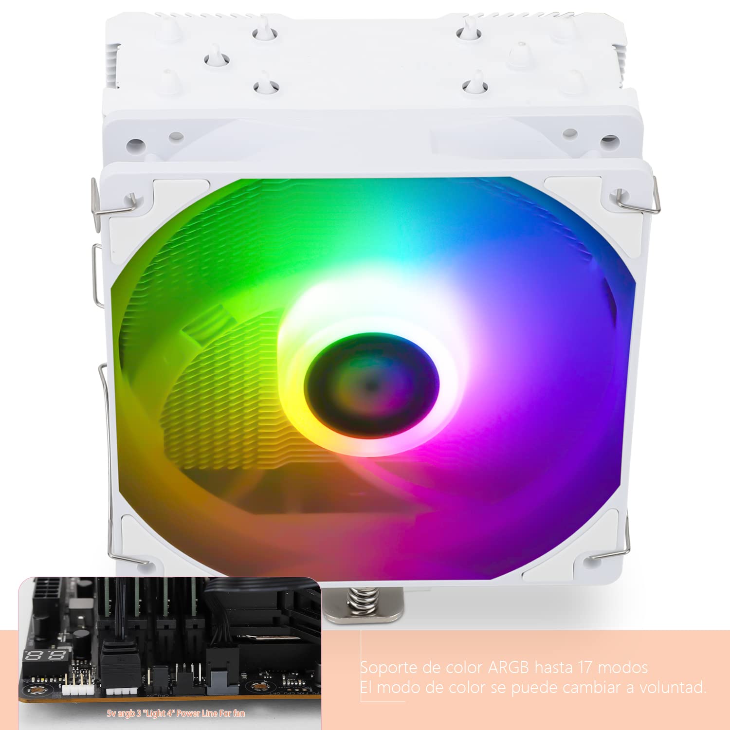 ENFRIADOR DE CPU THERMALRIGHT ASSASSIN KING 120 SE WHITE ARGB 5 HEATPIPES PARA AM4/AM5/INTEL LGA - 3