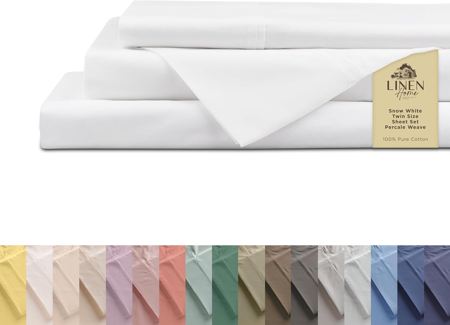 JUEGO DE SÁBANAS LINEN HOME TWIN 3 PIEZAS ALGODÓN BLANCO - 1