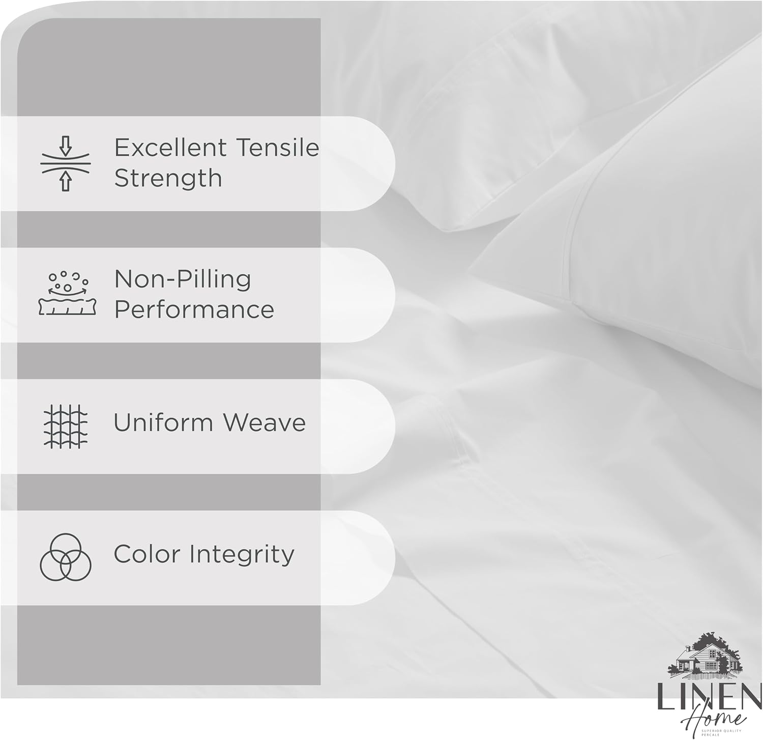 JUEGO DE SÁBANAS LINEN HOME TWIN 3 PIEZAS ALGODÓN BLANCO - 2