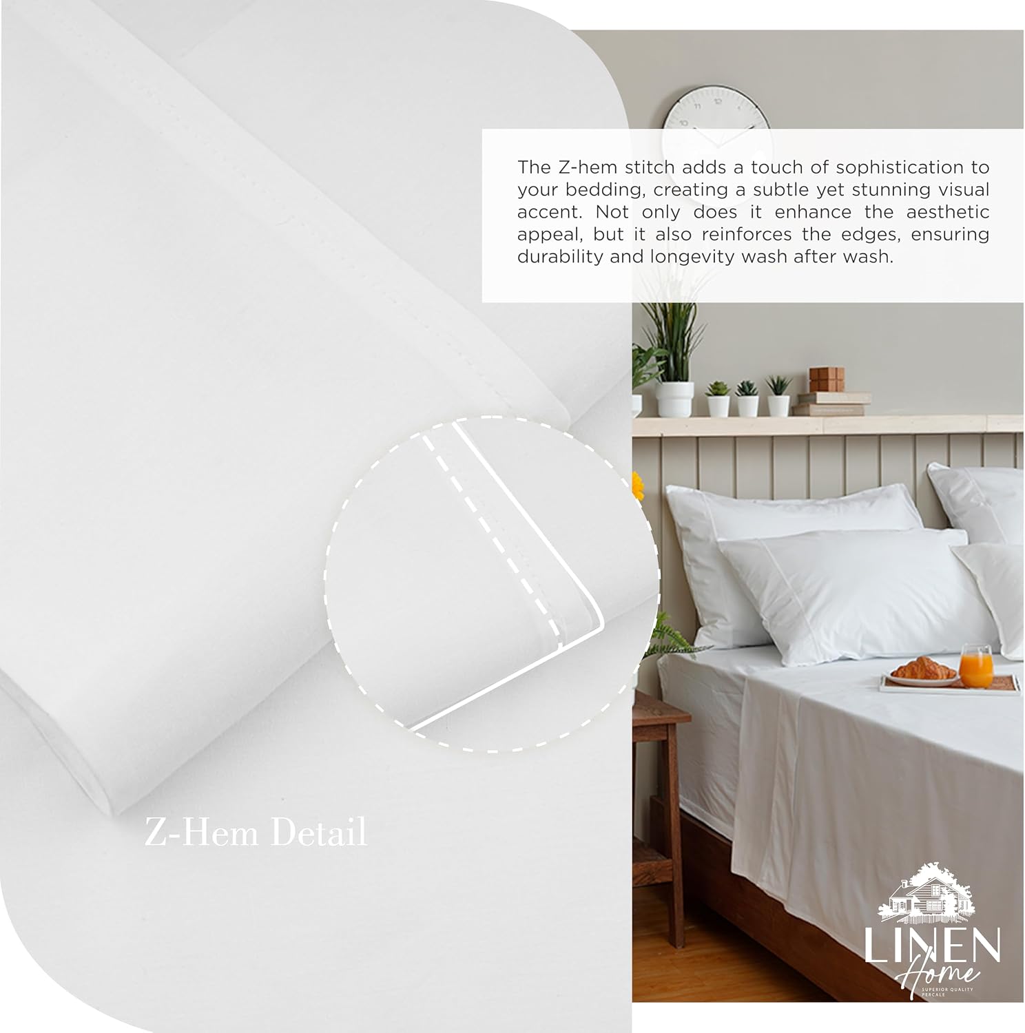 JUEGO DE SÁBANAS LINEN HOME TWIN 3 PIEZAS ALGODÓN BLANCO - 3