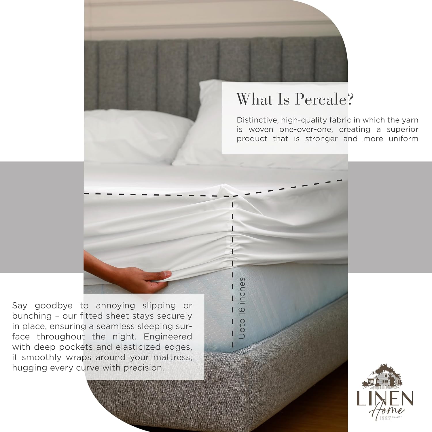 JUEGO DE SÁBANAS LINEN HOME TWIN 3 PIEZAS ALGODÓN BLANCO - 4