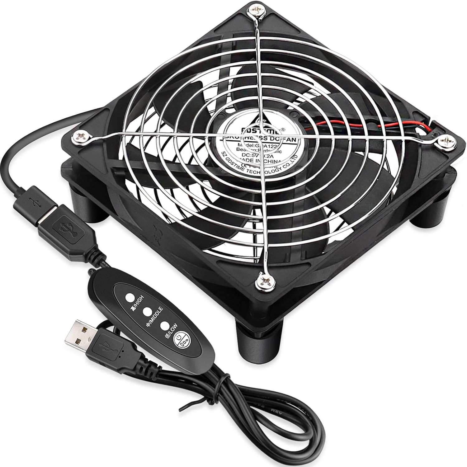 COOLER INTERNO GDSTIME 120MM USB CON CONTROL DE VELOCIDAD L/M/H - 1