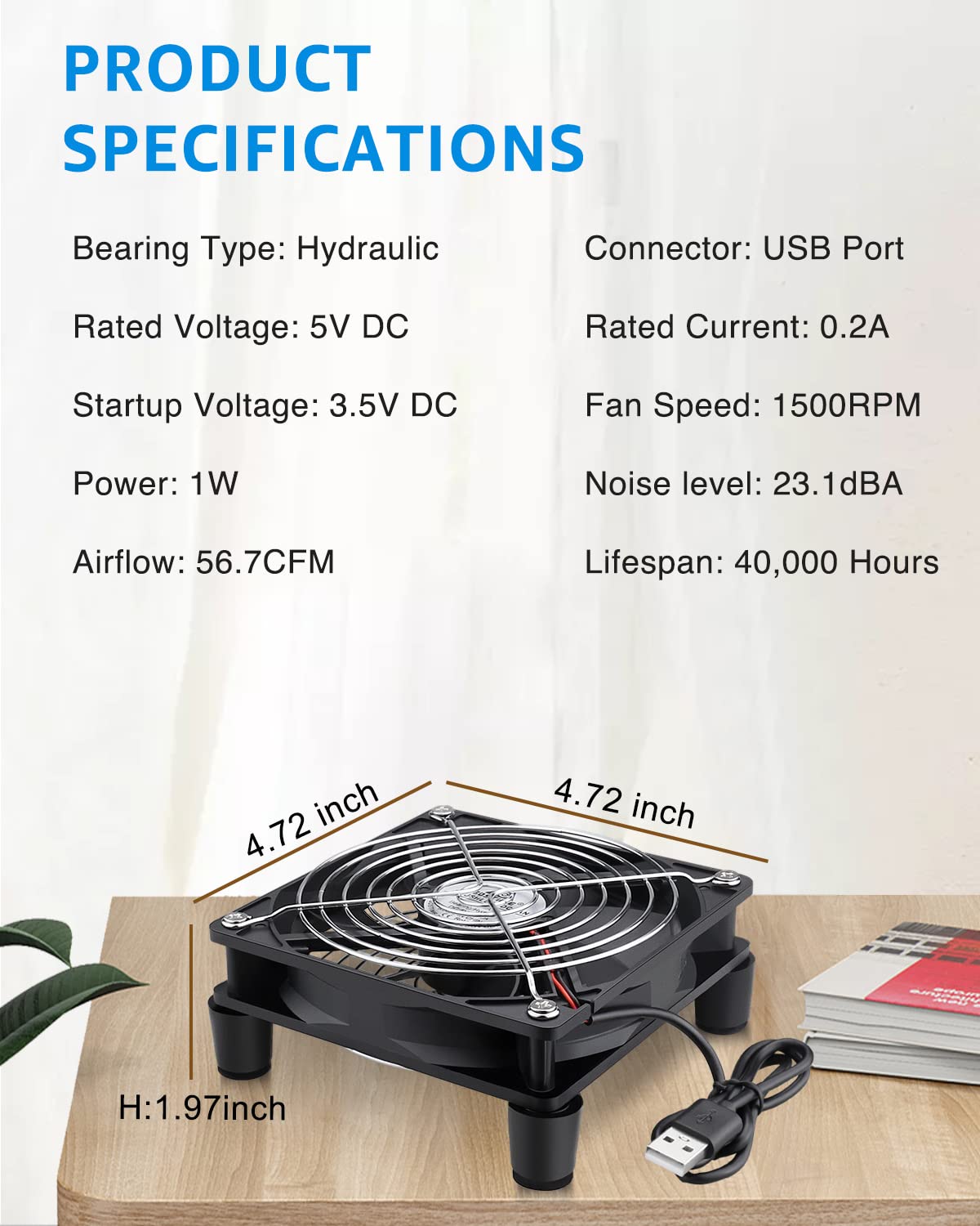 COOLER INTERNO GDSTIME 120MM USB CON CONTROL DE VELOCIDAD L/M/H - 5