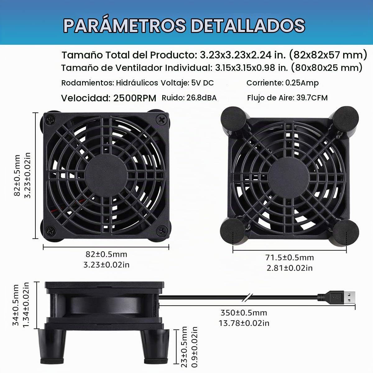 COOLER INTERNO GDSTIME QUIET 80MM USB 5V CON CONTROL DE 3 VELOCIDADES - 2