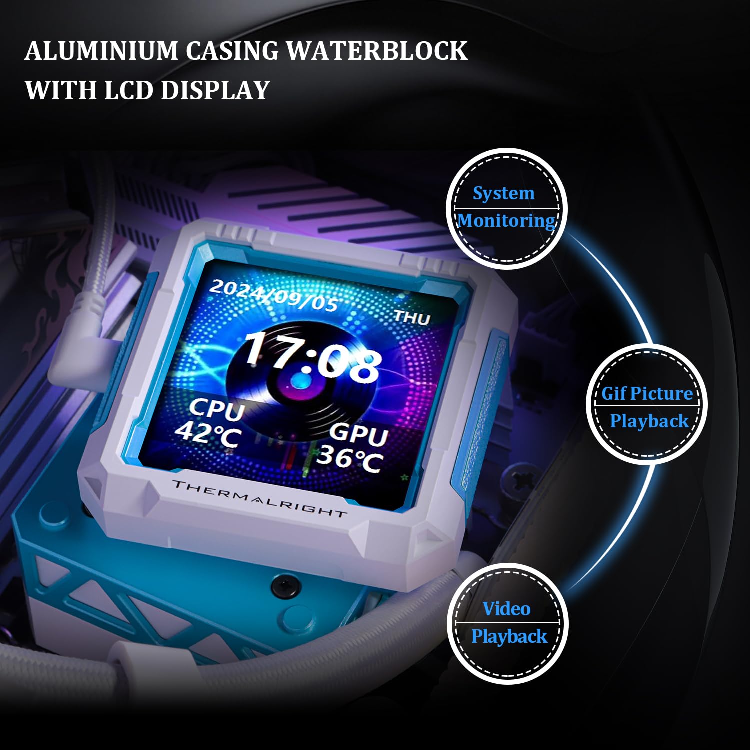 ENFRIADOR LÍQUIDO PARA CPU THERMALRIGHT FW PRO 360 ARGB BLANCO CON PANTALLA IPS LCD - 4