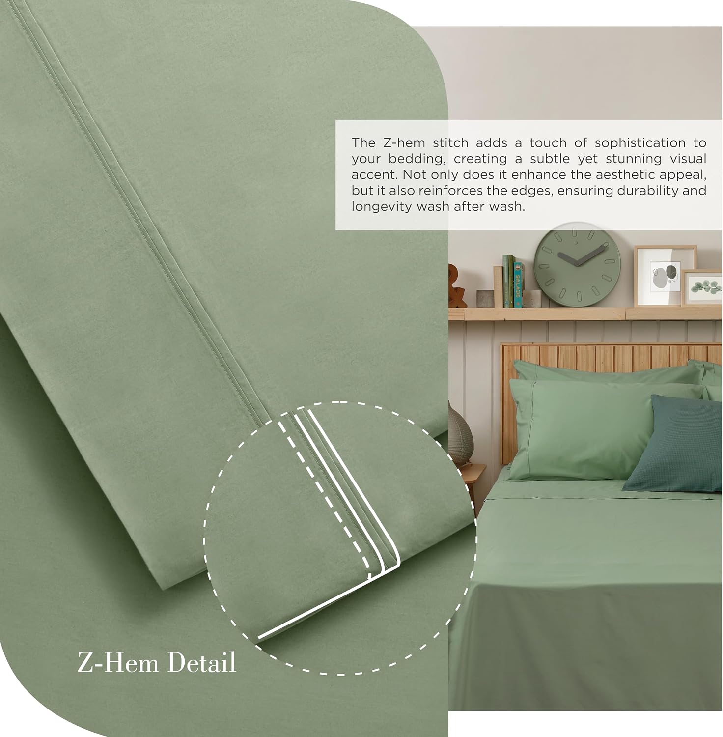 JUEGO DE SÁBANAS LINEN HOME KING 100% ALGODÓN PERCALE 4 PIEZAS VERDE ACEITUNA - 3