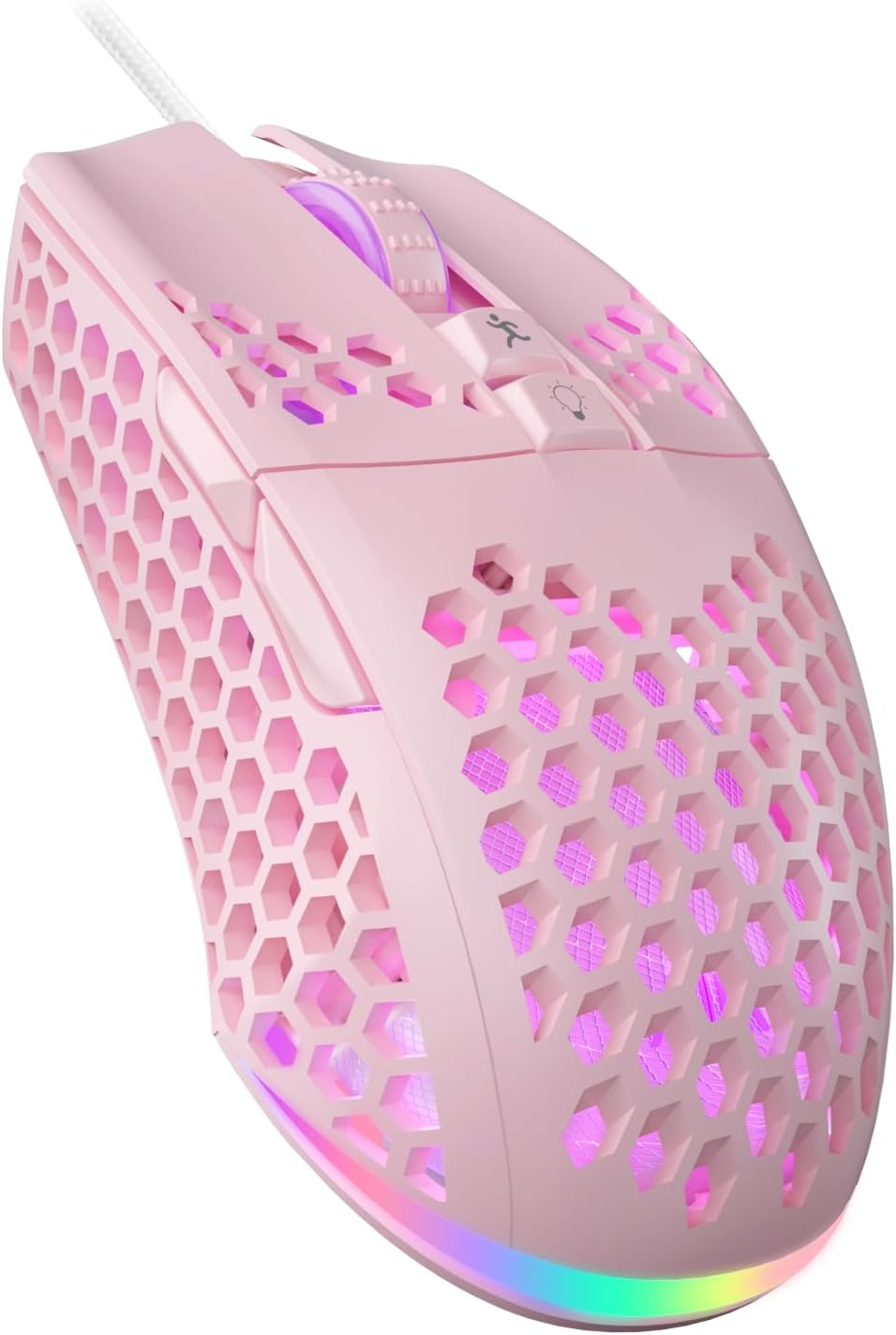 MOUSE GAMER SOLAKAKA SM900 CABLEADO 12800 DPI 7 BOTONES PROGRAMABLES ROSA - 1