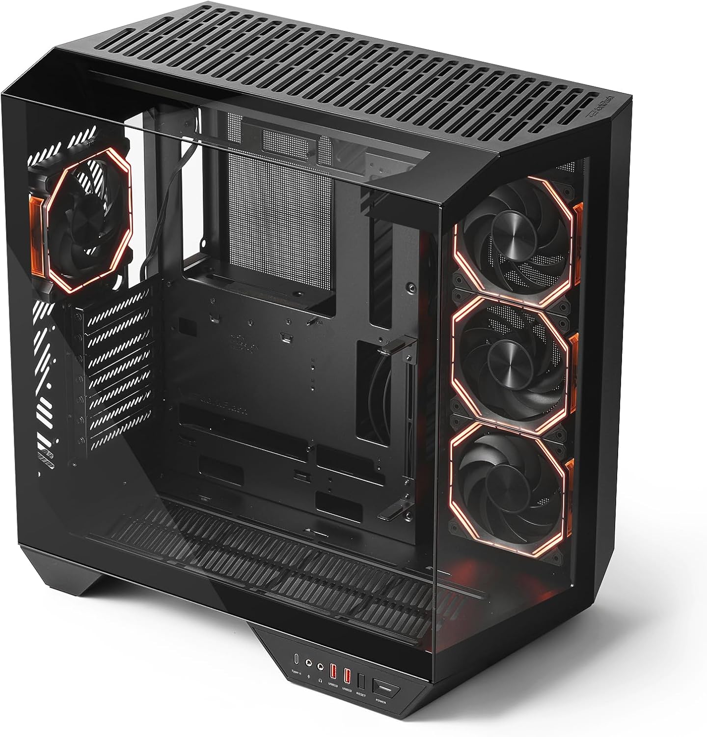 GABINETE PARA PC GAMING DARKFLASH DY470 FULL-TOWER ATX CON 4 VENTILADORES PWM ARGB, NEGRO - 3