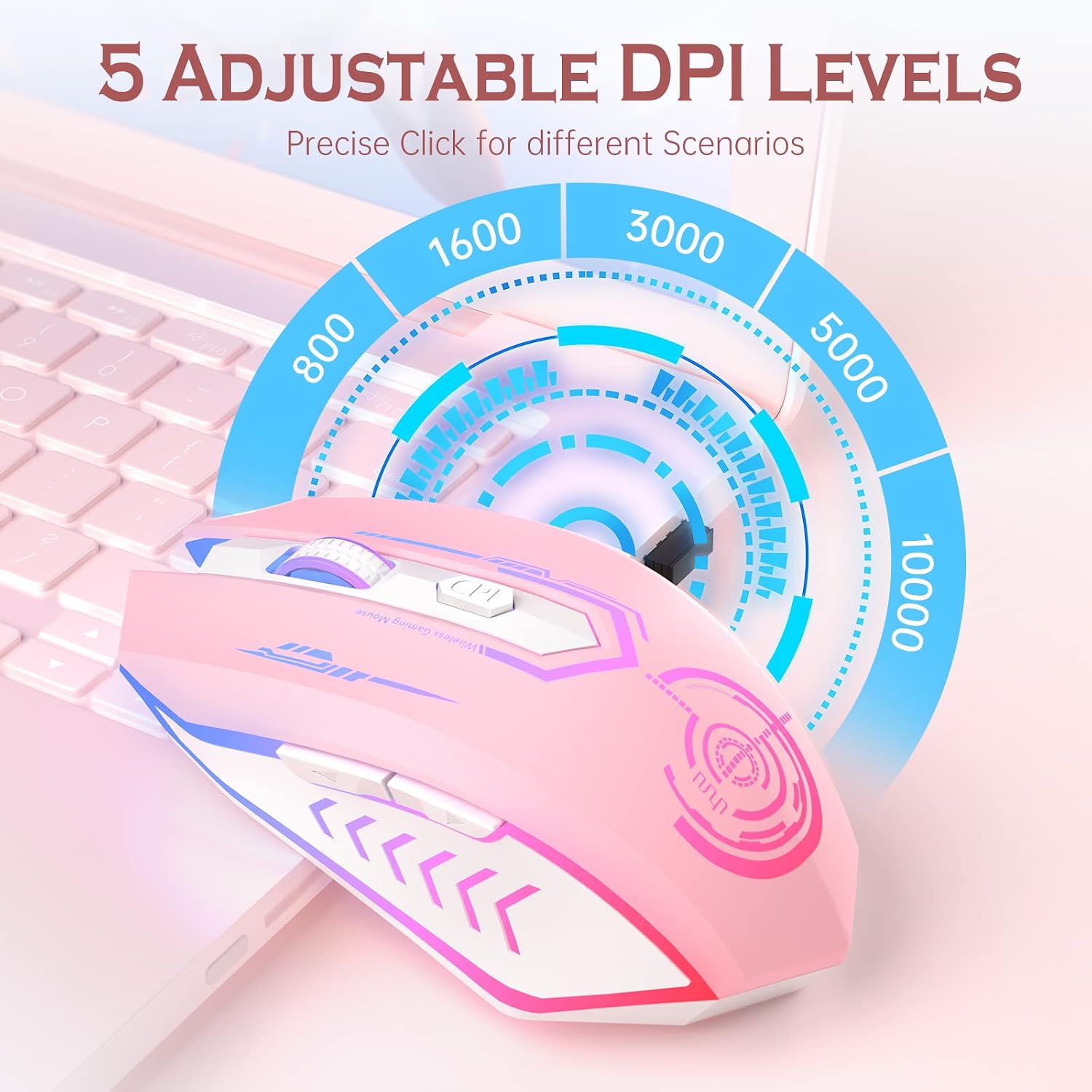 MOUSE GAMER UHURU WIRELESS RECARGABLE 10000 DPI LED - 2