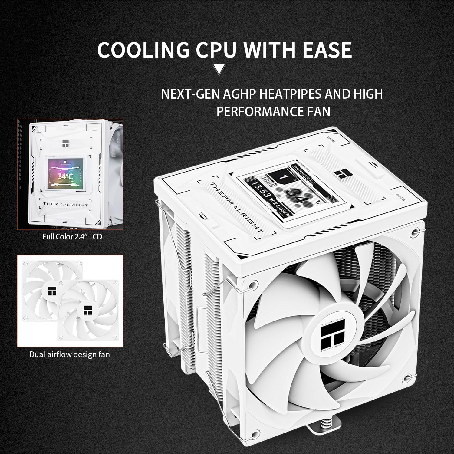 ENFRIADOR DE CPU THERMALRIGHT BURST ASSASSIN 120 VISION WHITE CON PANTALLA LCD IPS 2.4 PULGADAS - 4