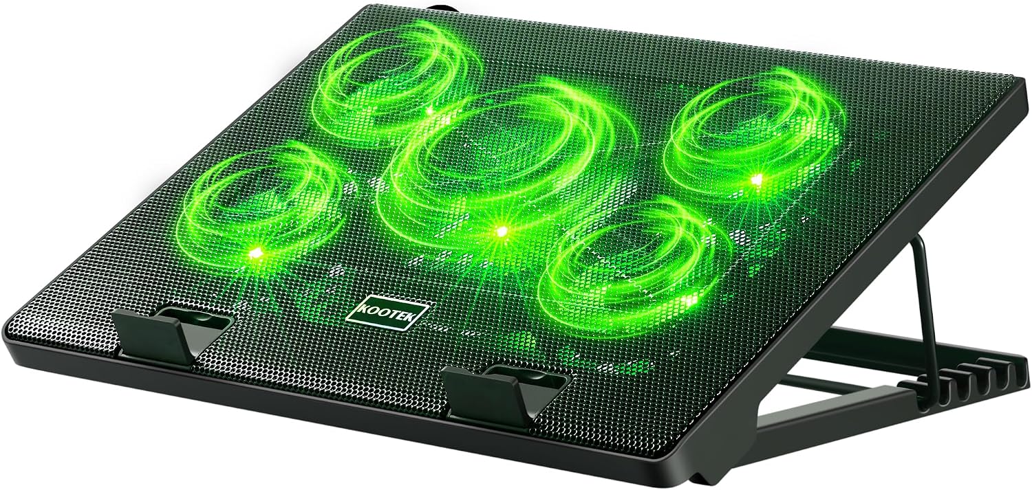 BASE DE ENFRIAMIENTO PARA LAPTOP KOOTEK CON 5 VENTILADORES SILENCIOSOS PARA LAPTOPS DE 12' A 17' - 1