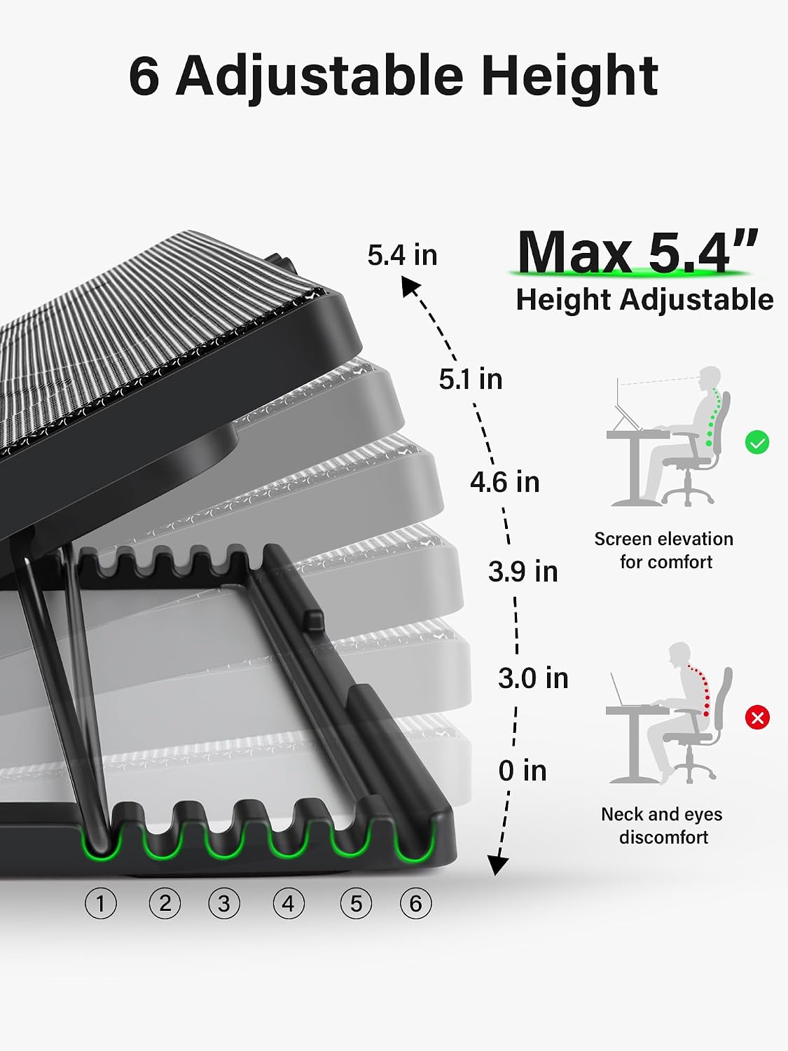 BASE DE ENFRIAMIENTO PARA LAPTOP KOOTEK CON 5 VENTILADORES SILENCIOSOS PARA LAPTOPS DE 12' A 17' - 3
