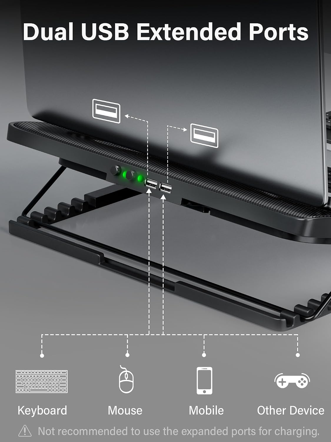 BASE DE ENFRIAMIENTO PARA LAPTOP KOOTEK CON 5 VENTILADORES SILENCIOSOS PARA LAPTOPS DE 12' A 17' - 5