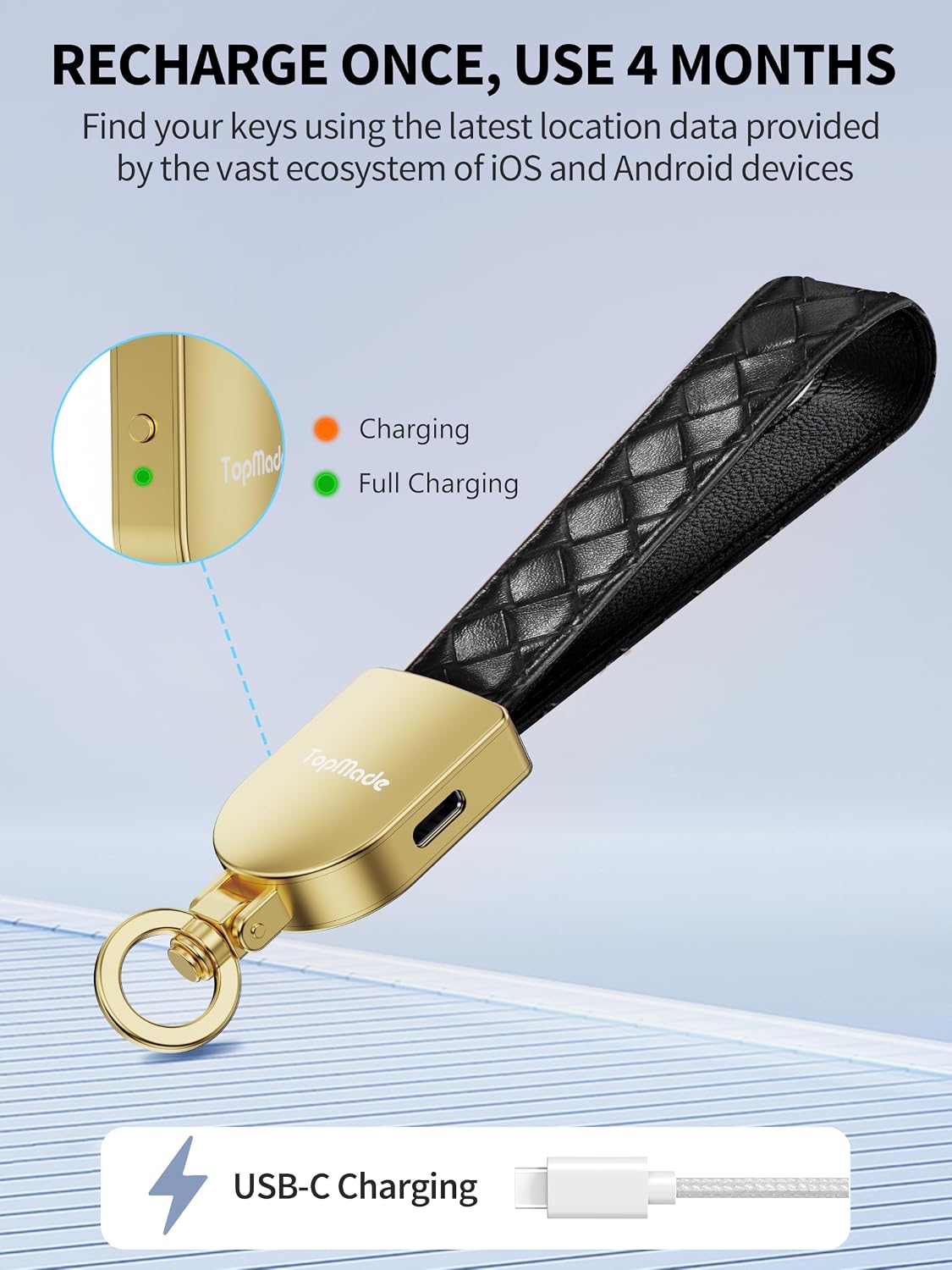 LLAVERO LOCALIZADOR INTELIGENTE TOPMADE NEGRO Y DORADO - 5