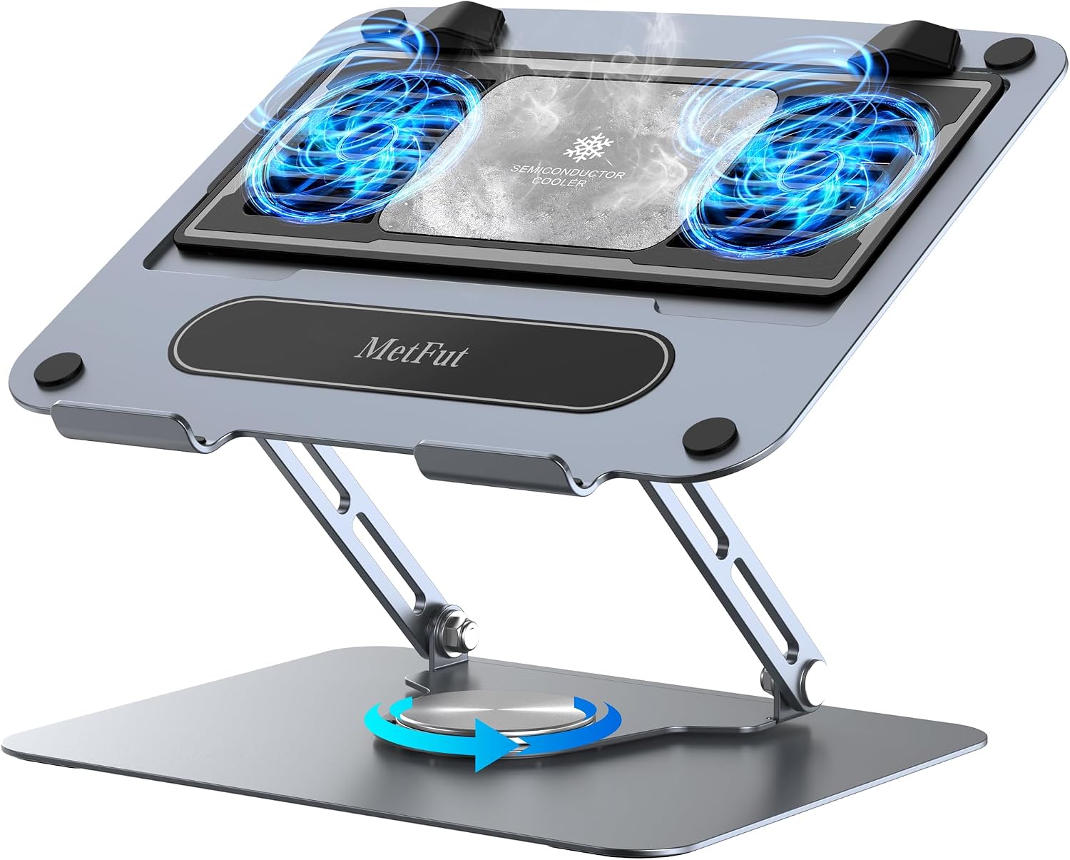 BASE REFRIGERANTE PARA LAPTOP METFUT CON VENTILADOR DESMONTABLE Y BASE GIRATORIA 360° - 1