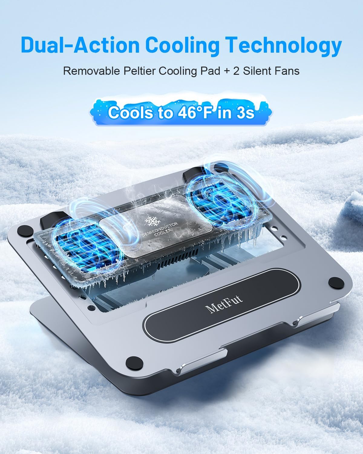 BASE REFRIGERANTE PARA LAPTOP METFUT CON VENTILADOR DESMONTABLE Y BASE GIRATORIA 360° - 2