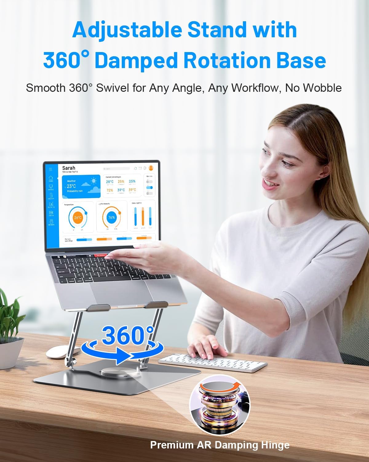 BASE REFRIGERANTE PARA LAPTOP METFUT CON VENTILADOR DESMONTABLE Y BASE GIRATORIA 360° - 5