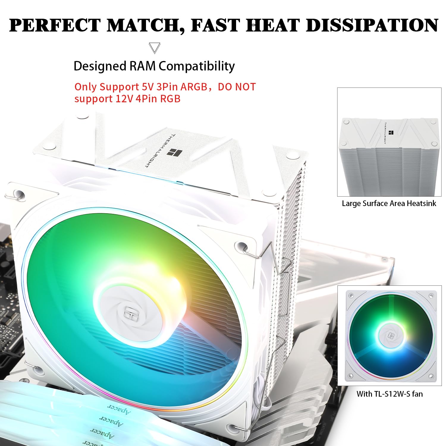 ENFRIADOR DE CPU THERMALRIGHT ASSASSIN SPIRIT 120 EVO WHITE ARGB 120MM PWM - 2