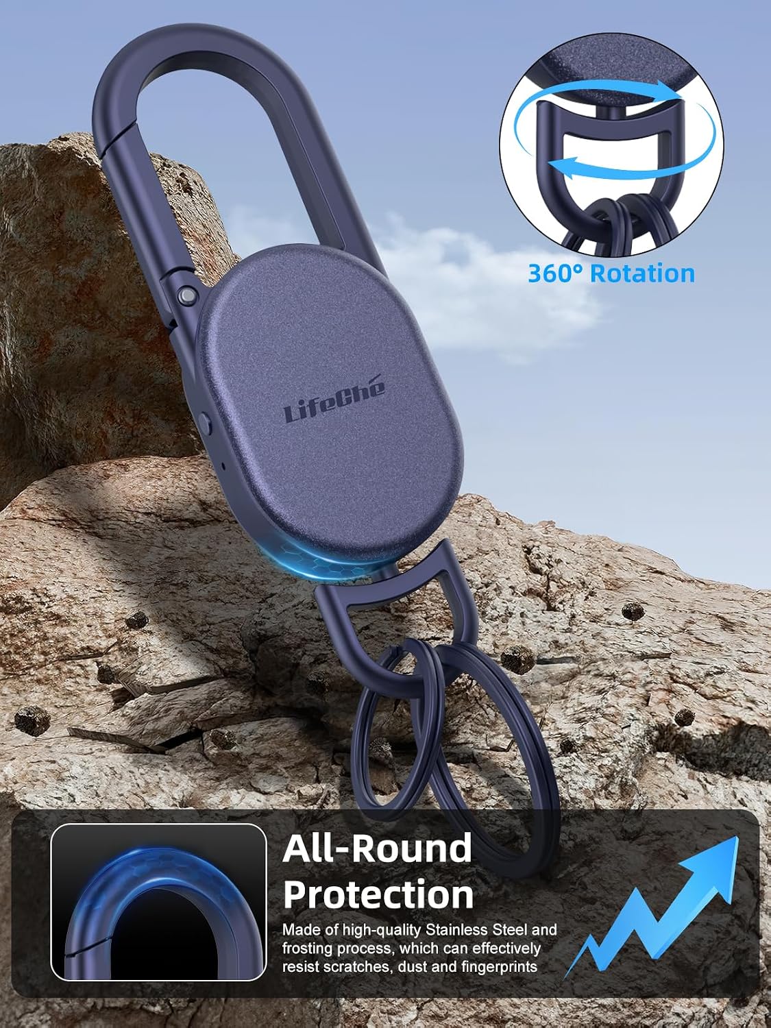 LLAVERO LOCALIZADOR LIFECHÉ FIND MY ACERO INOXIDABLE RECARGABLE - 5